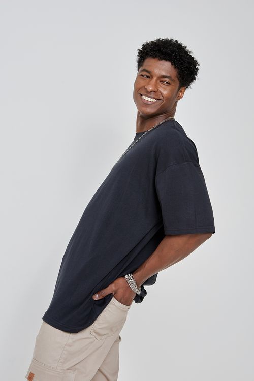 Camiseta Masculina Caedu Lisa Preta 100% Algodão