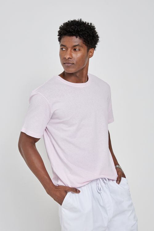 Camiseta mc masc promo penteada rosa cla rosa claro