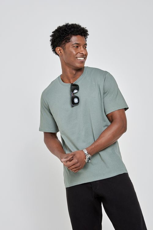 Camiseta mc masc promo penteada verde verde medio