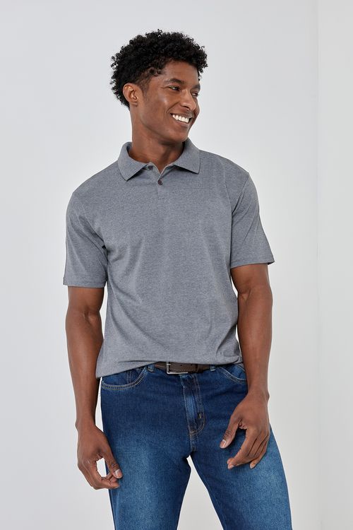 Polo masc casual promo 3 chumbo cinza escuro mescla