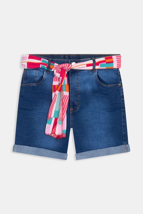 Shorts fpm 216901 jns esc com cinto jeans azul escuro