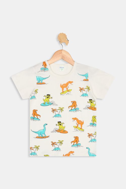Camiseta m/c inf 4/8 nos dino off white off white