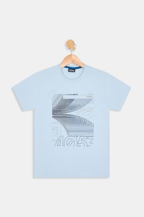 Camiseta Infantil Caedu Algodão Cinza Mescla Estampada