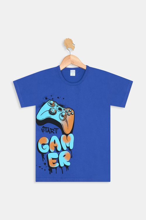 Top malha m/c infantil 10/16 nos royal g azul medio
