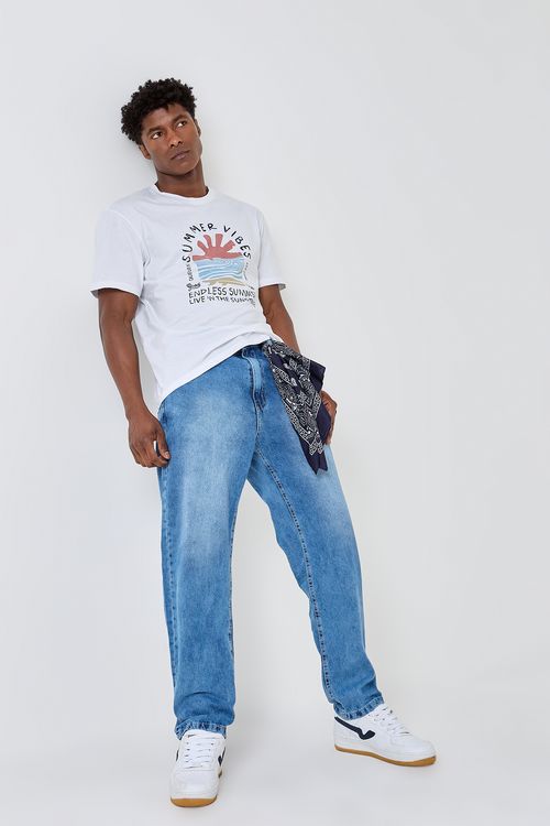 Calca masc 70174 baggy jns medio jeans azul medio