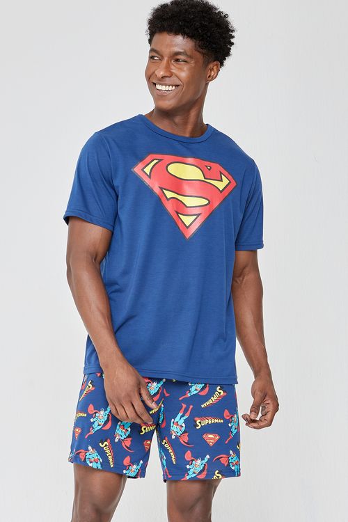 Acess masc amj034 pijama mc superman azul escuro