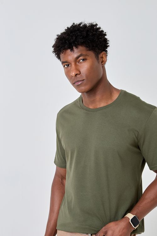 Camiseta masc cas mc premium pent verde verde escuro