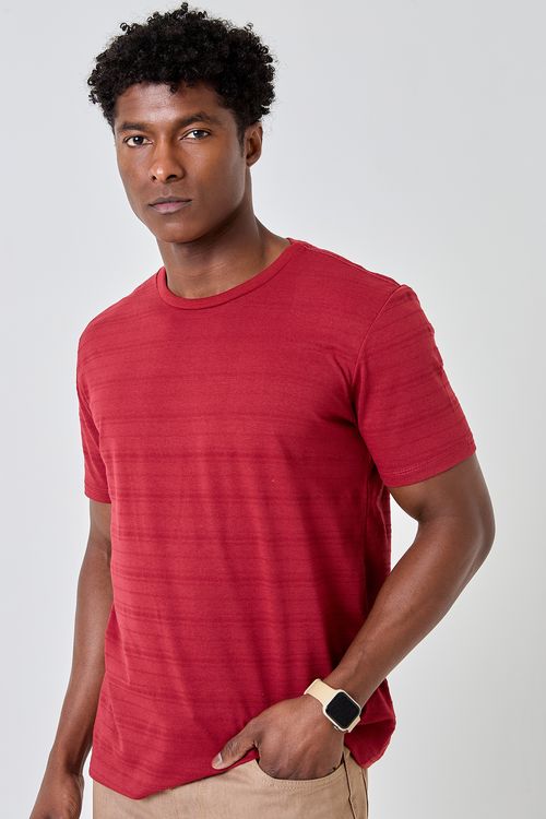 Camiseta Masculina Maquinetada Caedu Vermelho Escuro