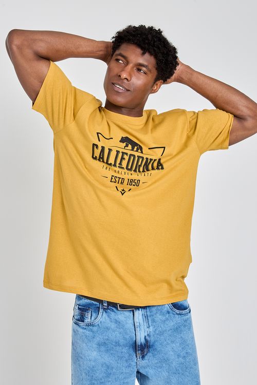 Camiseta masc promo mc california amarel amarelo escuro