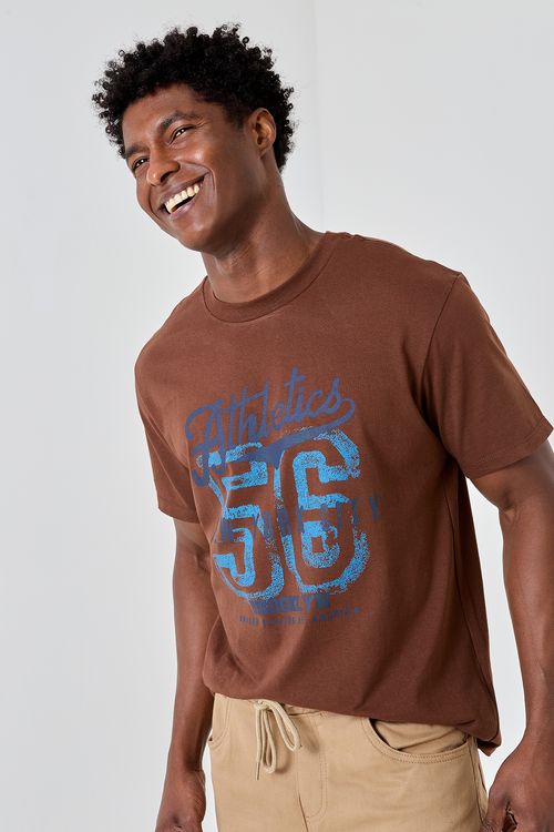 Camiseta masc promo mc college marrom marrom escuro
