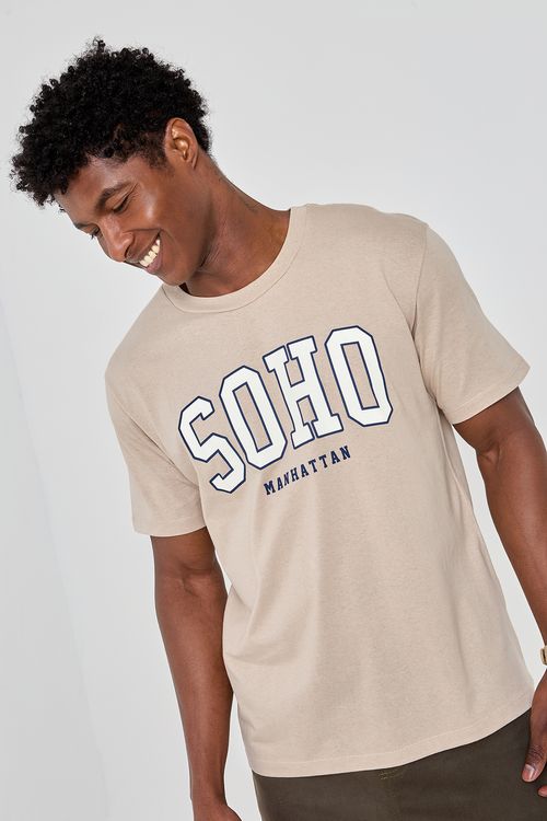 Camiseta masc promo mesa mc soho bege bege medio