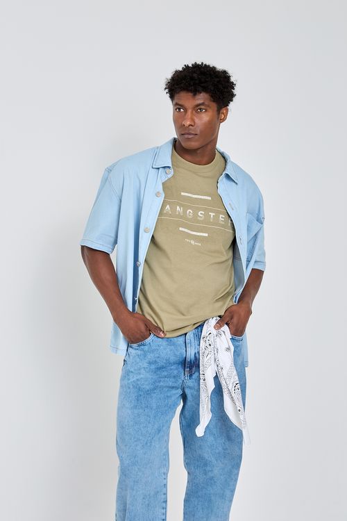 Camiseta masc street gangster 10.16.5153 verde medio