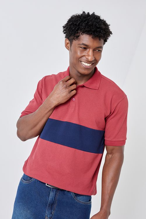 Polo masc promo recorte vermelho/marinho vermelho escuro