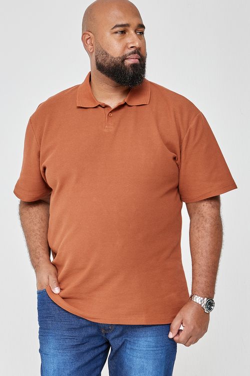 Polo Masculina Caedu Malha Favinho Marrom Médio