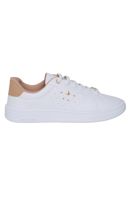 Tenis flor pin lateral 33017cd br/bg branco