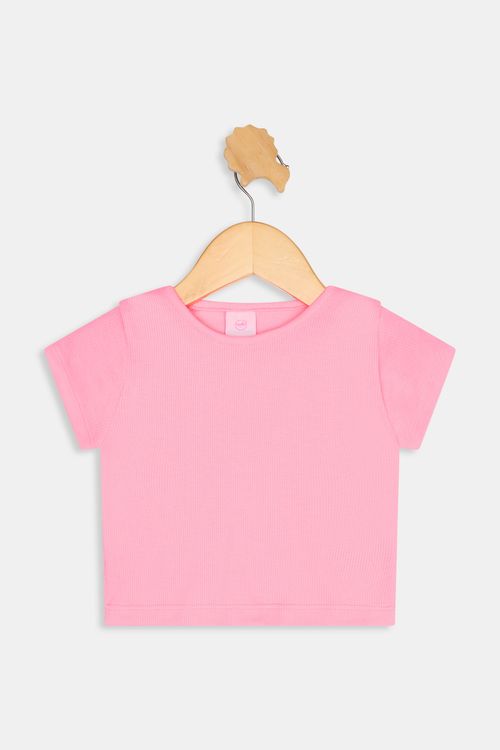 Blusa inf4/8nas rib liso rosa neon rosa neon