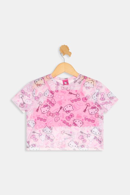 Blusa Infantil Hello Kitty Rosa Claro Algodão Caedu