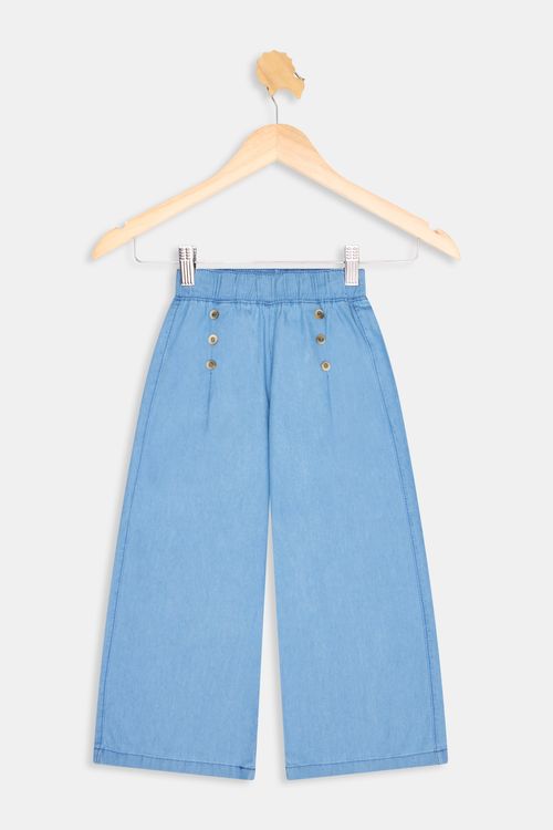 Calca inf4/8nas jeans pantalona botoes jeans azul claro