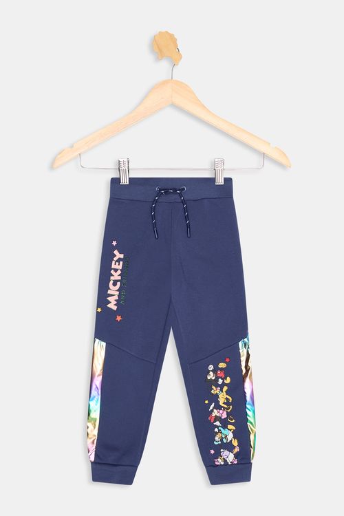 Calça Moletom Infantil Mickey e Amigos Azul Escuro Caedu