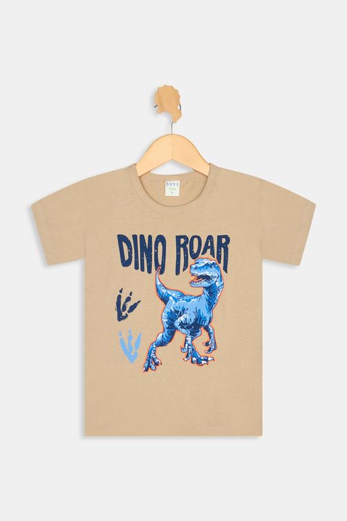 Camiseta m/c inf 4/8 nos dino bege escur bege claro
