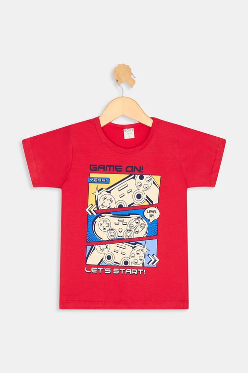 Camiseta m/c inf 4/8 nos game vermelho vermelho escuro