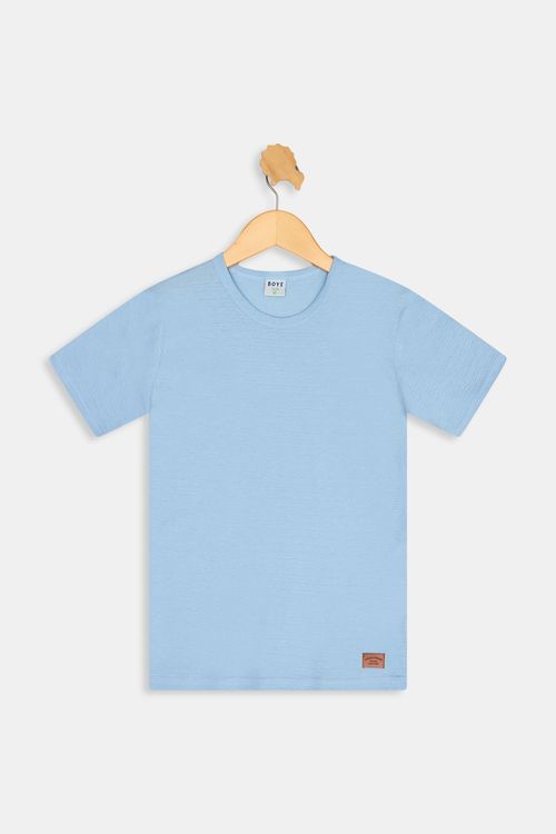 Camiseta Infantil Caedu Algodão Azul Claro Listrada