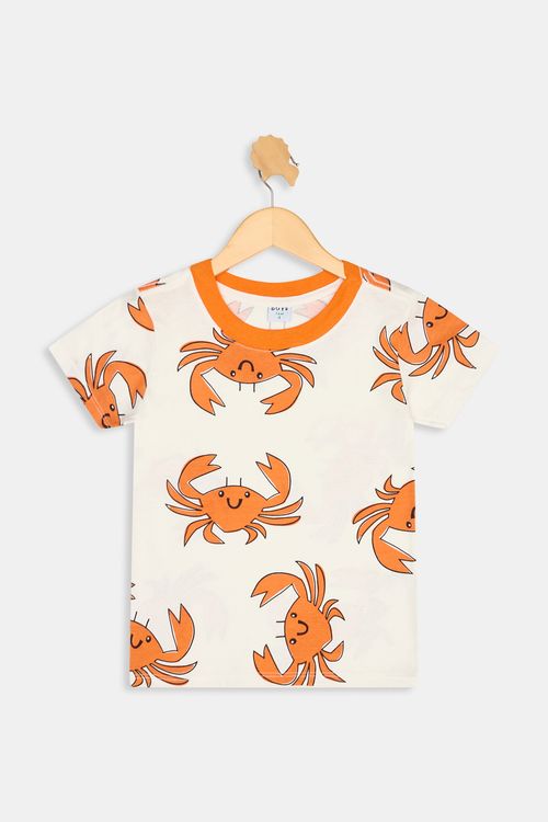 Top Infantil Caedu Off White Caranguejos Algodão 4-8 Anos
