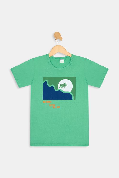 Top Infantil Caedu Verde Médio Algodão Estampa Gold Coast