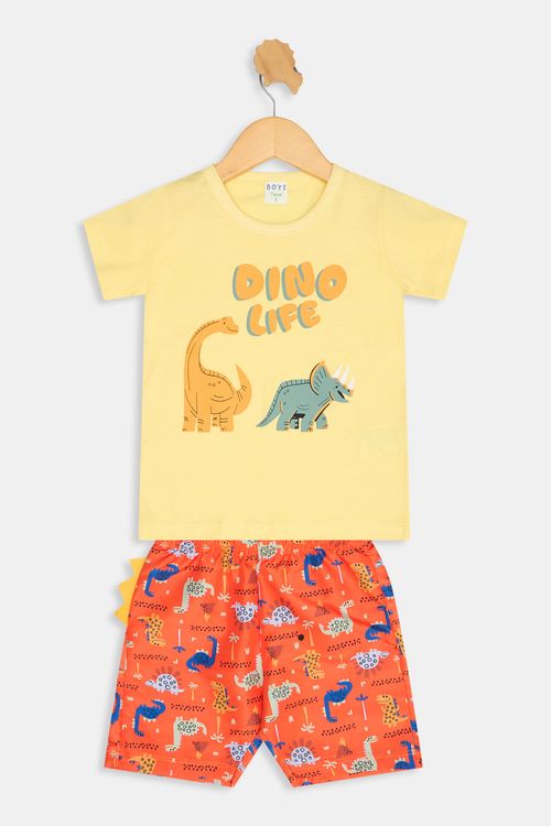 Conj inf1/3nos amarelo dinossauro itr281 amarelo claro
