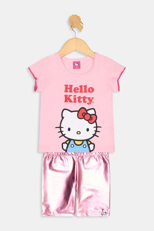 Conjunto inf1/3nas rosa hello kitty cirr rosa claro