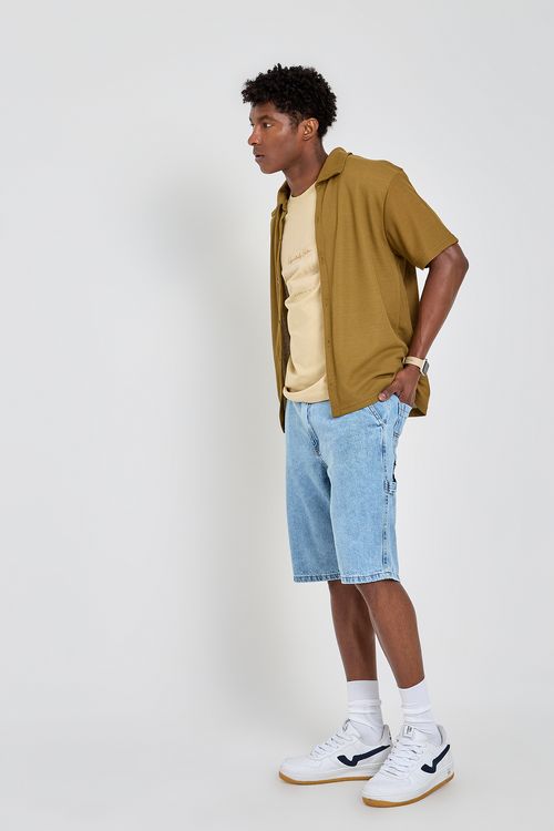 Bermuda Masculina Caedu Jeans Claro Reta Carpenter Trendy