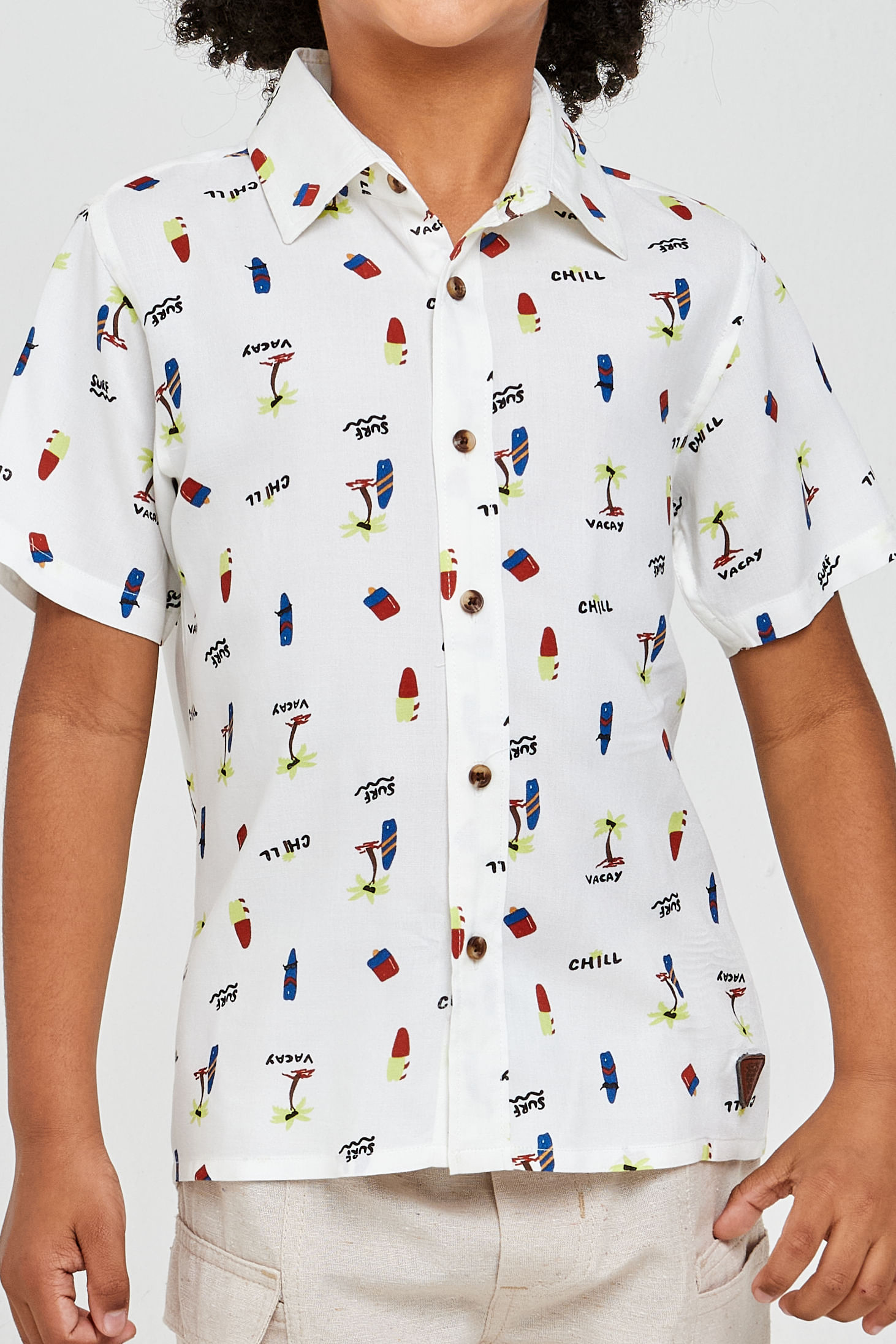 Blusa Infantil Menino Off-white Estampa Vacay Surf Chill - imagem 1