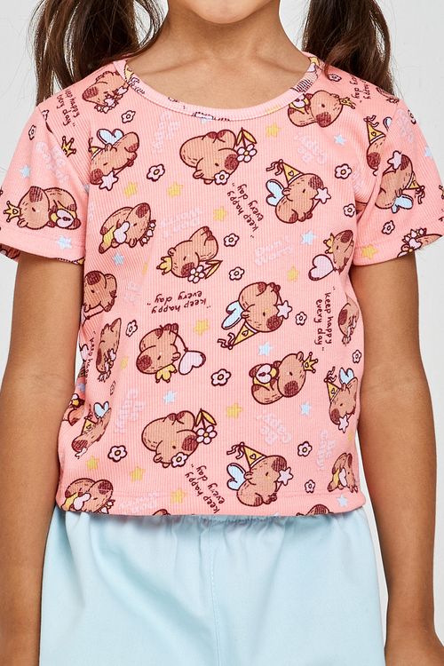 Blusa inf4/8nas rib rot unic coral coral