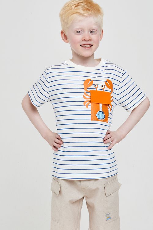 Top Malha Infantil Caedu Caranguejo Off White 4-8 Anos