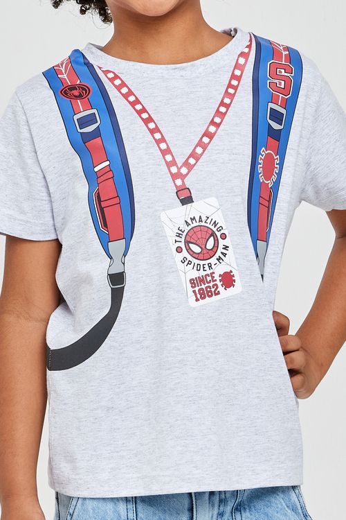 Camiseta Infantil Homem-Aranha Caedu Algodão Mescla