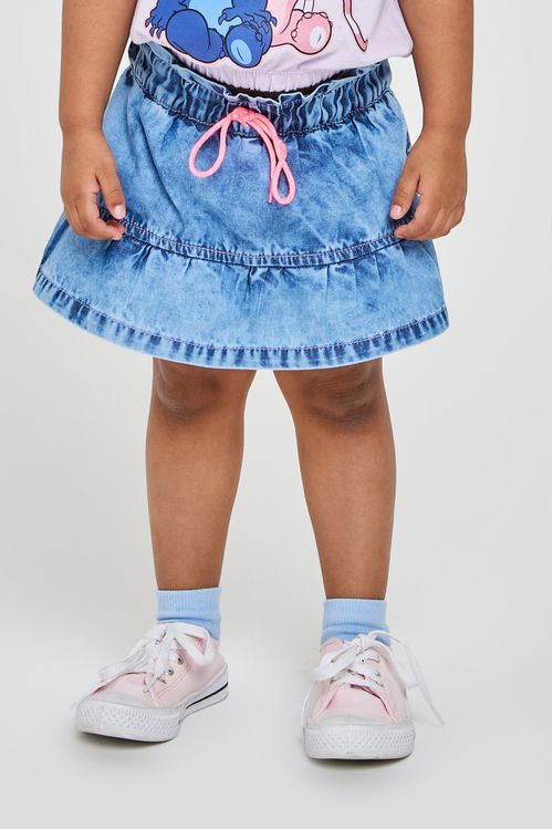 Shortsaia inf1/3nas jeans babado ibu017 jeans azul medio