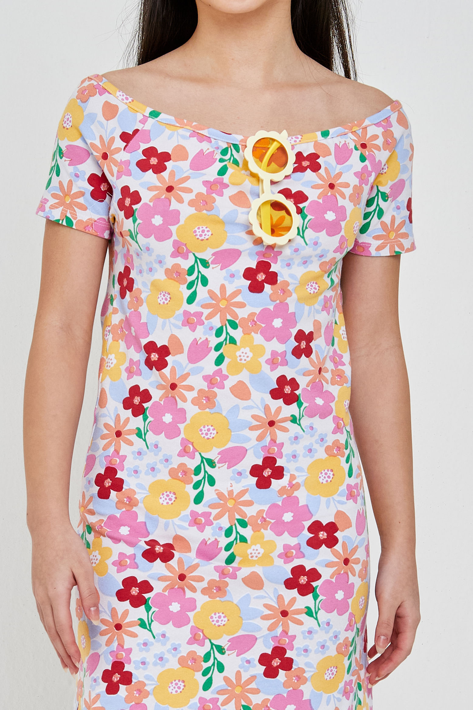 Vestido Infantil Menina Multicor Floral Vibrante - imagem 1