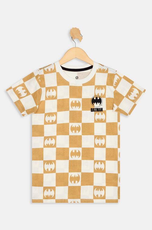 Camiseta Infantil Batman Xadrez Off-White Caedu 10-16