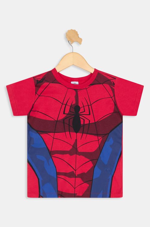 Top Infantil Spiderman Caedu Manga Curta Vermelho