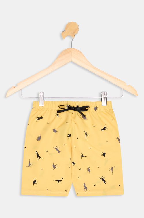 Bermuda Infantil Caedu Tactel Dinossauros Amarela 4-8 Anos