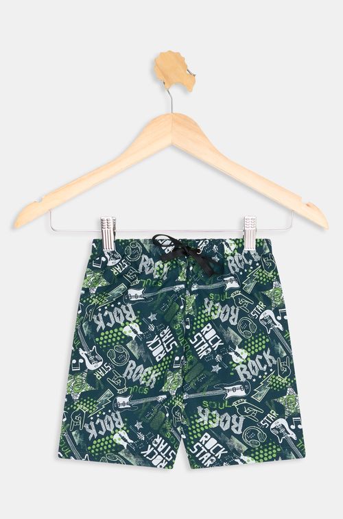 Bermuda Tactel Infantil Caedu Estampada Rock 4-8 Anos