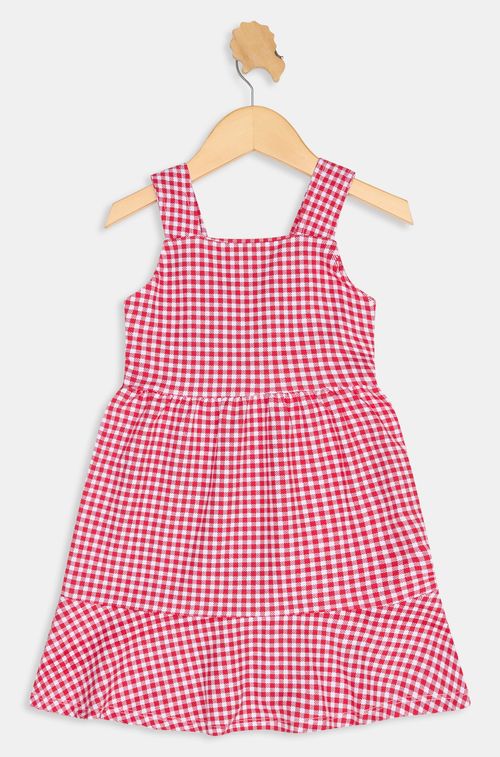 Vestido Infantil Caedu Vichy Vermelho Claro 4-8 Anos