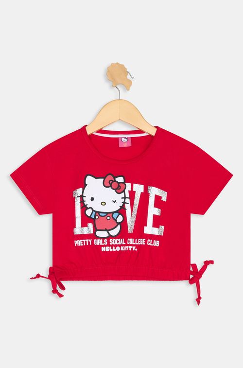 Top Infantil Hello Kitty Caedu Vermelho Claro 4-8 Anos