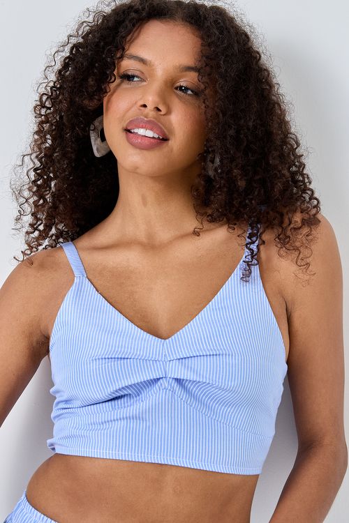 Blusa fem rom s/m alca fina listrado estampado