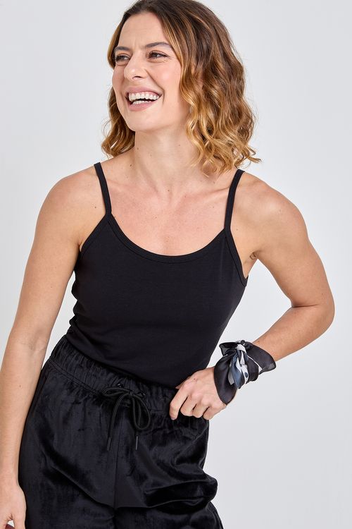 Blusa Feminina Caedu Básica Alça Fina Preta Versátil
