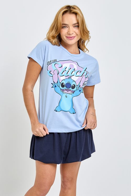 Blusa Feminina Azul Claro Stitch Disney