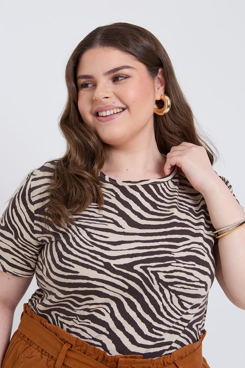 Blusa Feminina Caedu Viscolycra Estampada Manga Curta