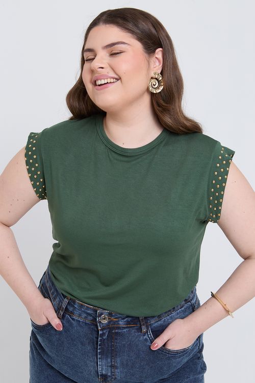 Blusa Feminina Caedu Sem Manga Hotfix Viscolycra Verde Médio