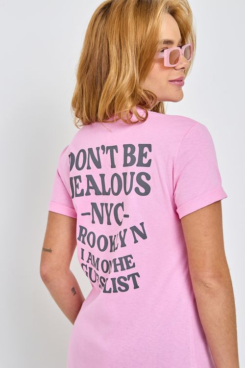 Camiseta Feminina Caedu Don't Be Jealous Rosa Claro