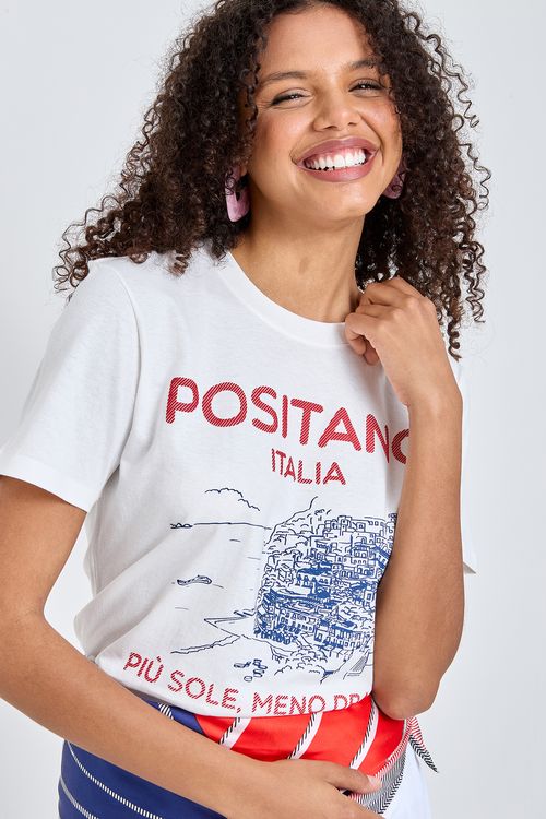 Camiseta Feminina Caedu Positano Off White Algodão